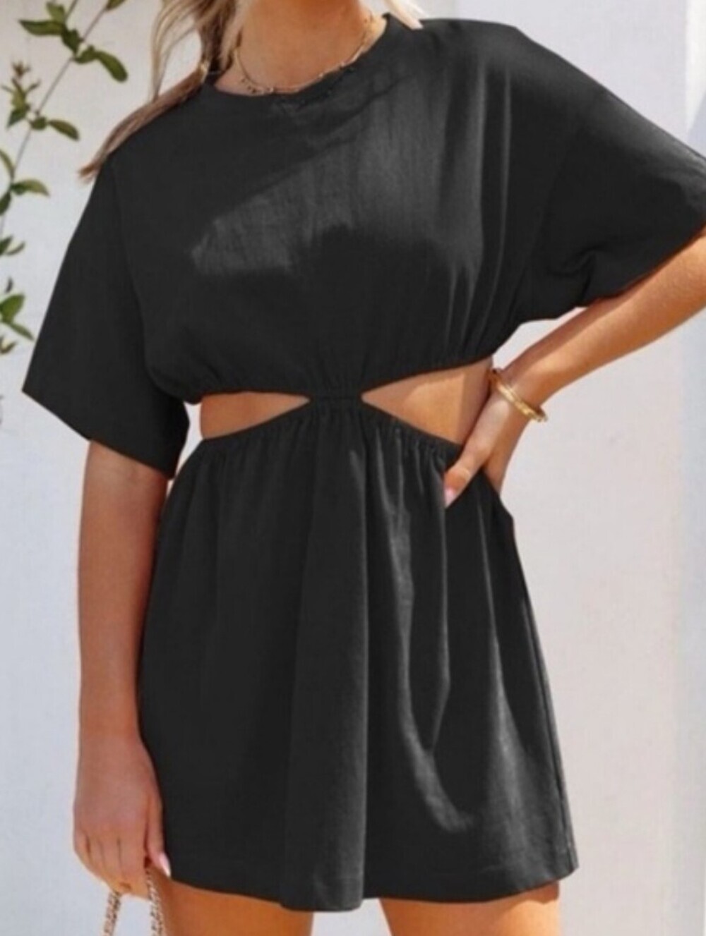 Free People Beach Dandelion Black Cut-out Mini Dress Size Small.
